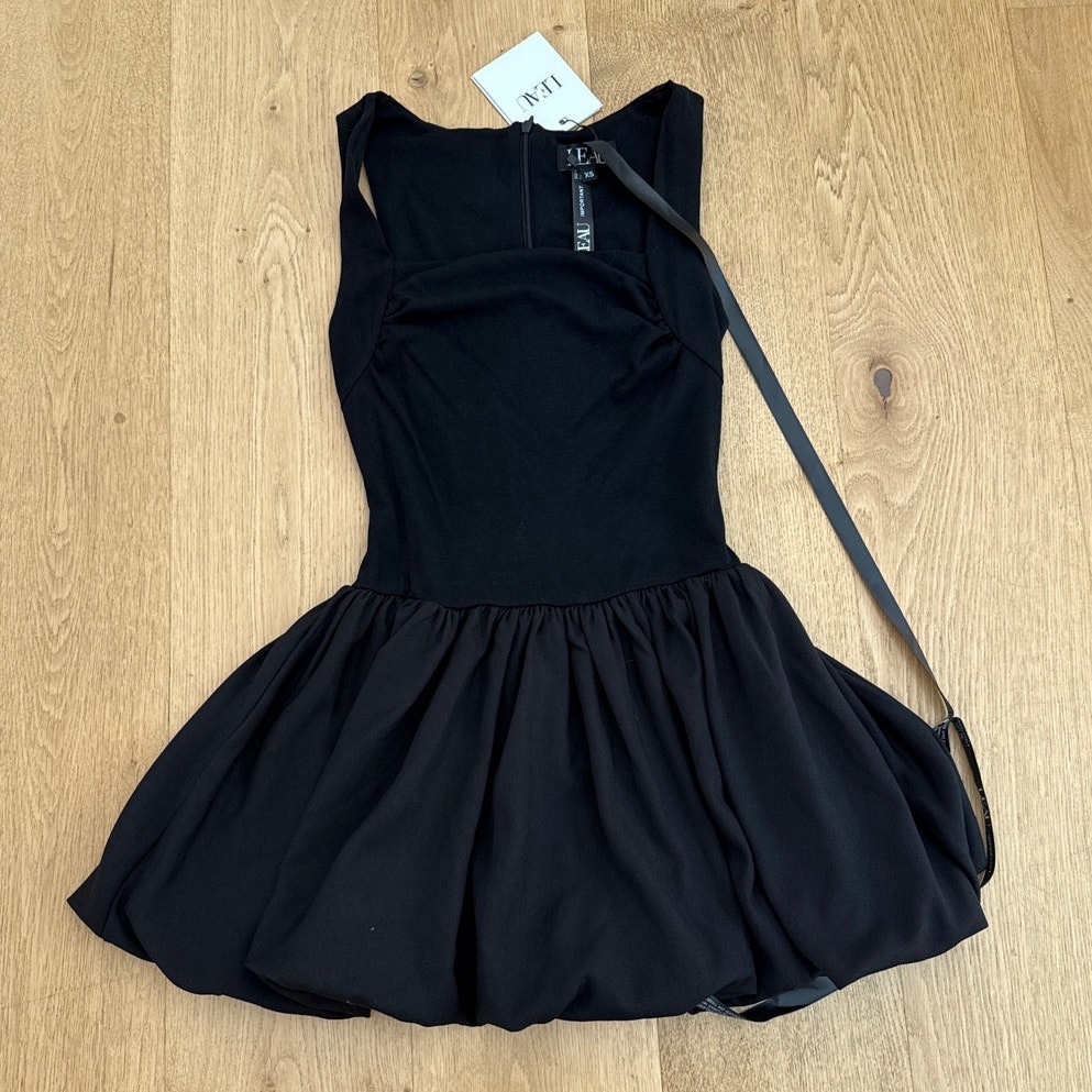 Leau Mini Dress Bubble Knit Bisou Size Xs Black